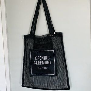 Opening Ceremony Black Mesh Logo Tote Bag